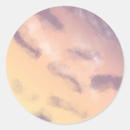 Helle Pastel Sunrise Sky mit Wolkenmalerei Runder Aufkleber