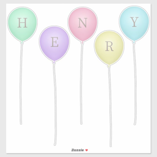 Helle Pastel Whimsical Balloons Custom Letters Aufkleber (Blatt)