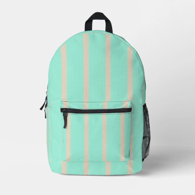 Helle pastellblaue und graue Streifen Bedruckter Rucksack (Vorderseite)