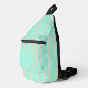 Helle pastellblaue und graue Streifen Crossbody Bag