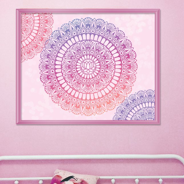 Helle Pastelle Lotus Henna Mandala Print Poster (Von Creator hochgeladen)