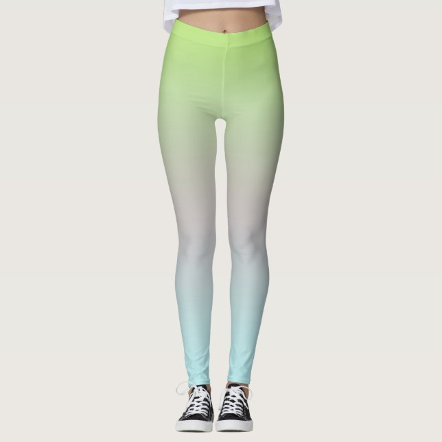 Helle Pastellfarben Gradient Blue Pink Green Leggings (Vorderseite)