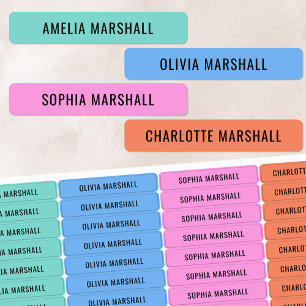 Helle Pastellfarbige Farbcodierte Mädchen Wasserfe Etiketten