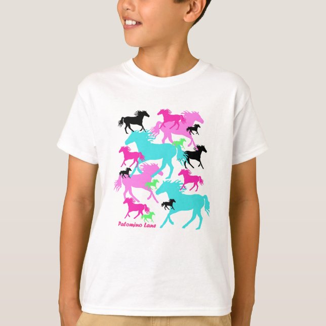 Helle Pferde T-Shirt (Vorderseite)