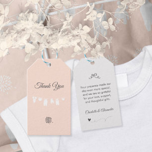 Helle Pfirsich-Minimalistische Babyparty für Mädch Geschenkanhänger
