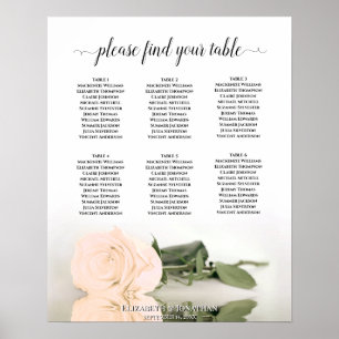 Helle Pfirsichfarben Rose 6 Tabelle Hochzeitstabel Poster