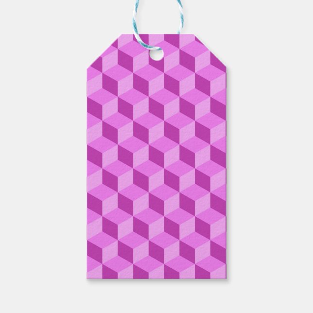 HELLE PINK GEOMETRISCHE KUBE-PATTER GESCHENKANHÄNGER (Vorderseite)