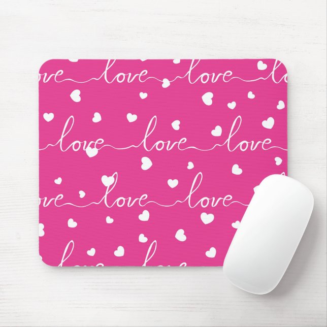 HELLE PINK MIT WEISSER SKRIPT-LIEBE MOUSEPAD (Mit Mouse)