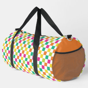 HELLE PINK ORANGE YELLOW GREEN CUBE PATTER DUFFLE BAG