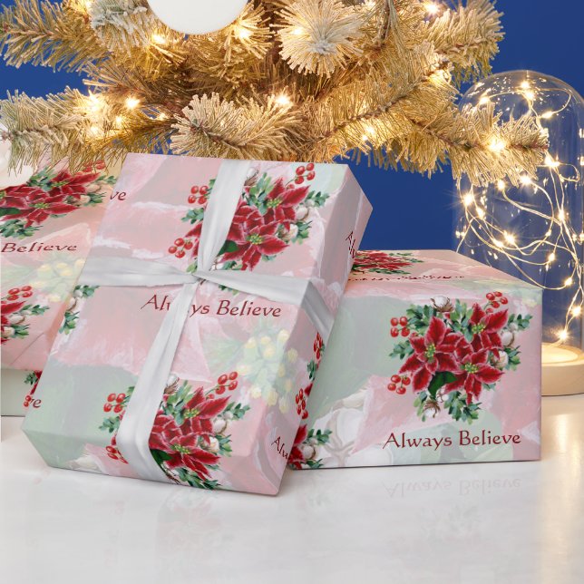 Helle Poinsettien und heilige Weihnachten Geschenkpapier (Feiertage)