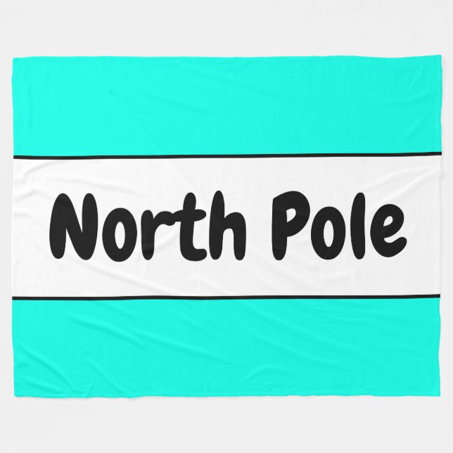 Helle Polar Minze Weiße Streifen "Nordpol" Text Fleecedecke (Vorderseite (Horizontal))