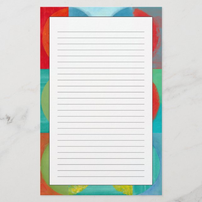 Helle Pop-Kunst mit Kreisen und Quadraten Briefpapier (Vorderseite)