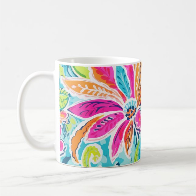 Helle Preppy Paisley Blumenfarben Blume Kaffeetasse (Links)