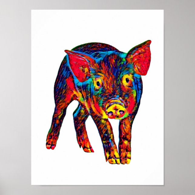 Helle Psychadelic Piglet Art Poster (Vorne)