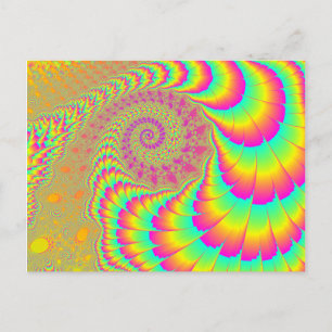 Helle Psychedelic Infinite Spiral Fraktal Art Postkarte