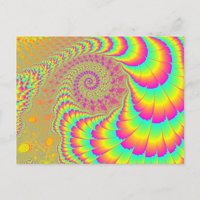 Helle Psychedelic Infinite Spiral Fraktal Art Postkarte (Vorderseite)