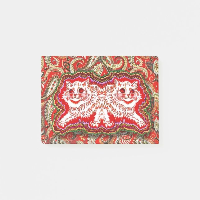 Helle Psychedelic Red Cats (von Louis Wain) Post-it Klebezettel (Vorderseite)