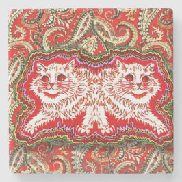 Helle Psychedelic Red Cats (von Louis Wain) Steinuntersetzer