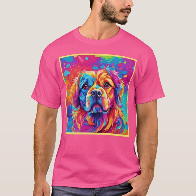 Helle Pup: farbenfrohe Hundedesign T-Shirt (Vorderseite)