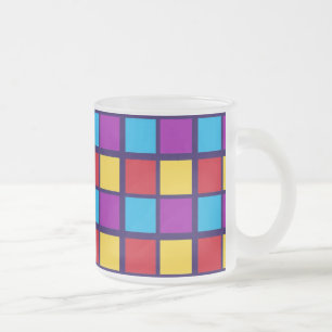 Helle Quadrate (mit Rot und Blau) Mattglastasse