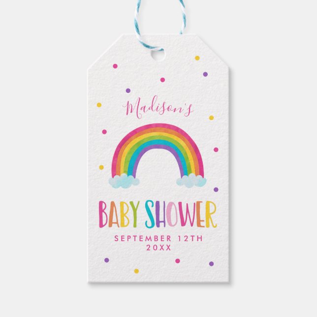 Helle Rainbow Baby Dusche Gefallen Geschenkanhänger (Vorderseite)