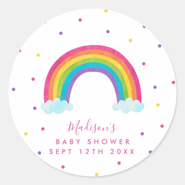 Helle Rainbow Baby Dusche Runder Aufkleber (Vorderseite)
