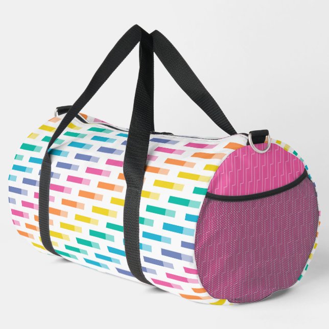 HELLE RAINBOW-FARBENE GEOMETRISCHE PATTER DUFFLE BAG (Rechte Ecke)