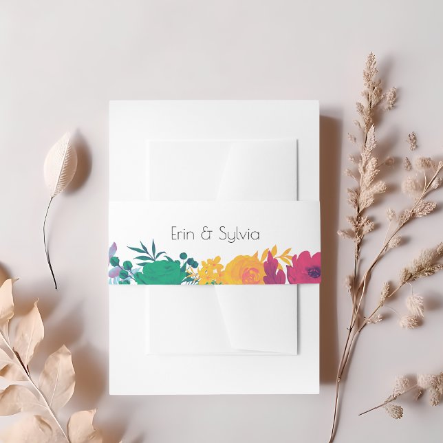 Helle Rainbow Floral Wedding Einladungsbanderole (Von Creator hochgeladen)