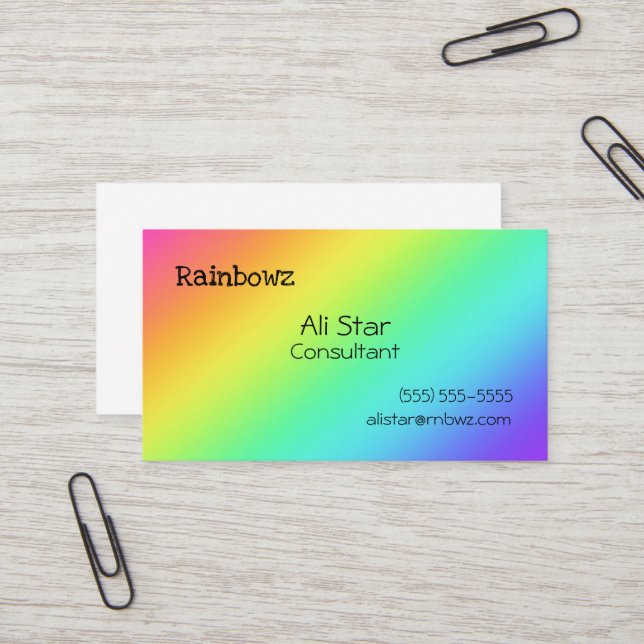 Helle Rainbow Gradient Business Cards Visitenkarte (Vorderseite/Rückseite Beispiel)
