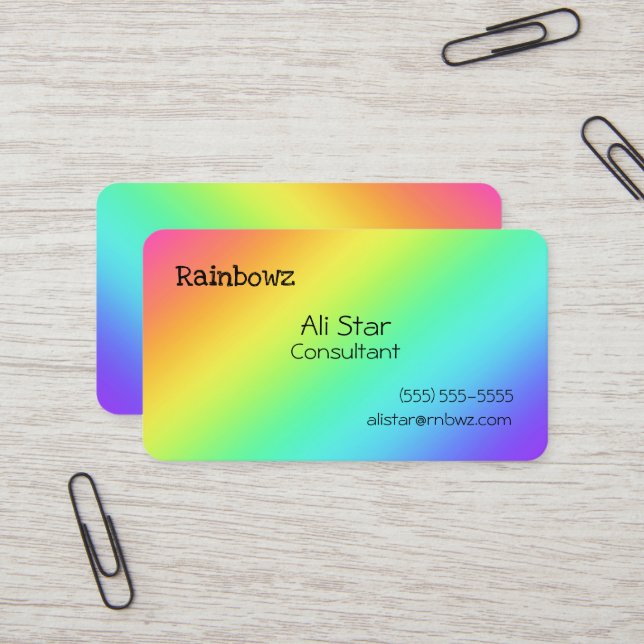 Helle Rainbow Gradient Business Cards Visitenkarte (Vorderseite/Rückseite Beispiel)