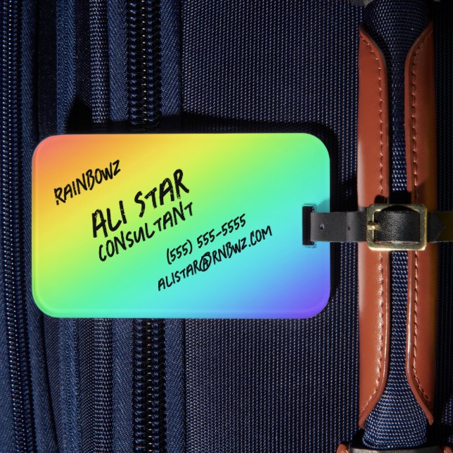 Helle Rainbow Gradient Luggage Tags Gepäckanhänger (Vorderseite Insitu 4)