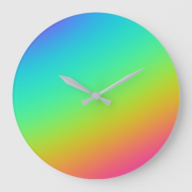 Helle Rainbow Gradient Wedding Große Wanduhr (Vorderseite)