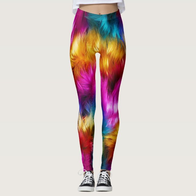 Helle Rainbow-Imitate-Monster-Pelzstruktur Leggings (Vorderseite)