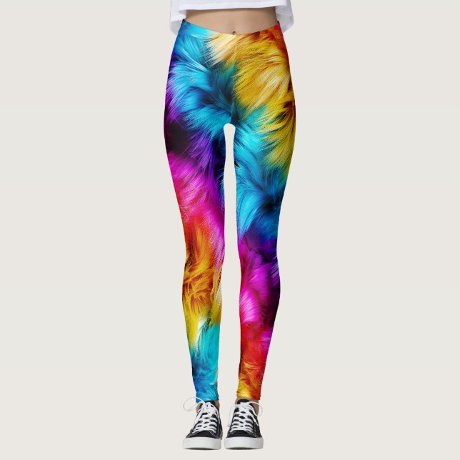 Helle Rainbow-Imitate-Monster-Pelzstruktur Leggings (Vorderseite)