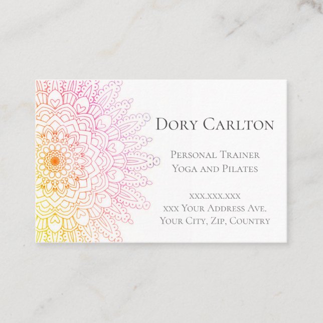 Helle Rainbow Mandala Business Card Visitenkarte (Vorderseite)