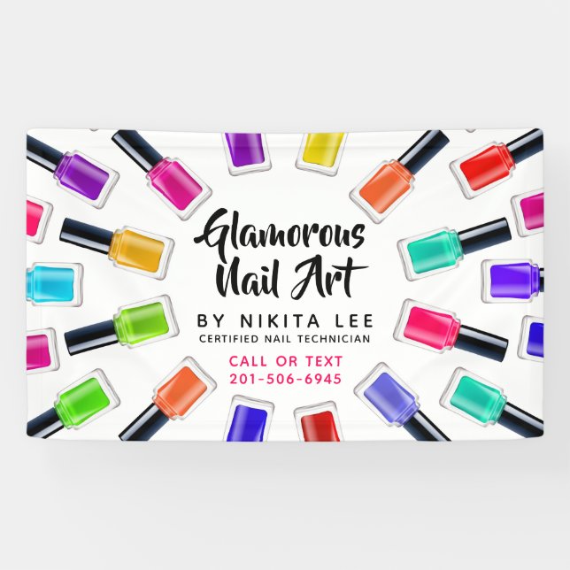 Helle Rainbow Nail Polnisch Art Tech Salon Custom Banner (Horizontal)