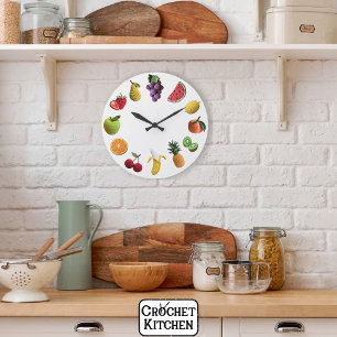 Helle Rainbow Scrapbook Crochet FruchtCollage Große Wanduhr