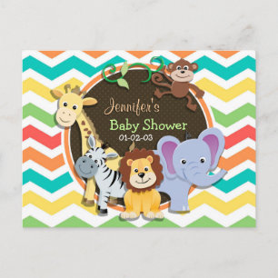 Helle Rainbow Zickzack Zoo Animals Baby Dusche Einladungspostkarte