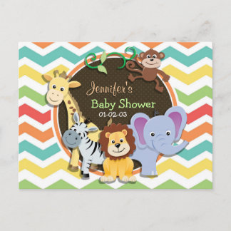 Helle Rainbow Zickzack Zoo Animals Baby Dusche Einladungspostkarte