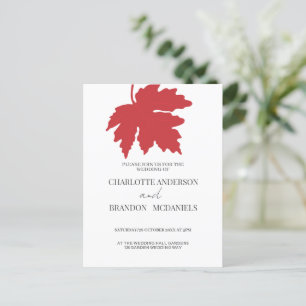 Helle Red Autumn Maple Leaf Hochzeit Postkarte