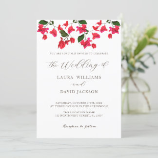 Helle Red Bougainvillea Blume Hochzeit Einladung