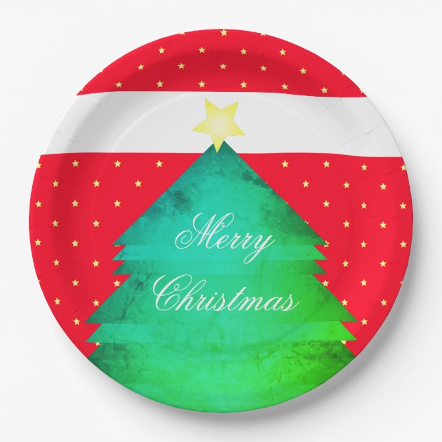 Helle Red Christmas Große Papierplatte Pappteller (Vorderseite)