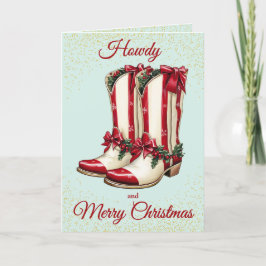 Helle Red Cowboy Boots Weihnachtskarte Feiertagskarte