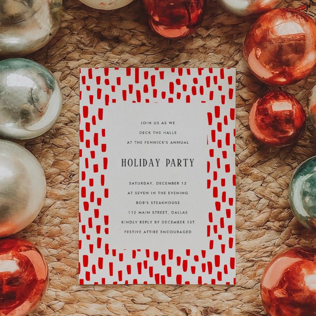 Helle Red Dashing Holiday Party Einladung (Bright Red Dashing Holiday Party Invitation)