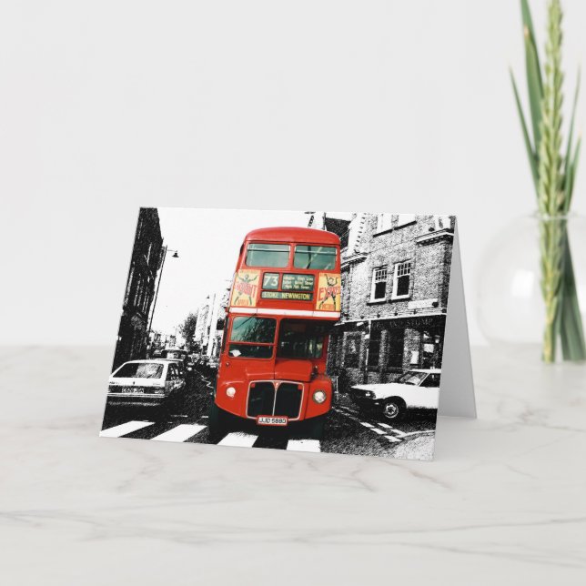 Helle Red Doppeldecker Bus Karte (Vorderseite)