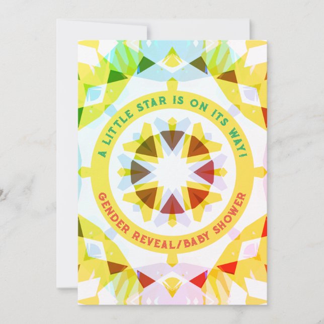 Helle Red Green Star Gender Reveal Baby Shower Einladung (Vorderseite)