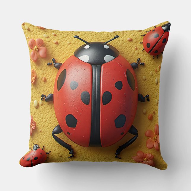 Helle Red Ladybugs Resting Kissen (Vorderseite)