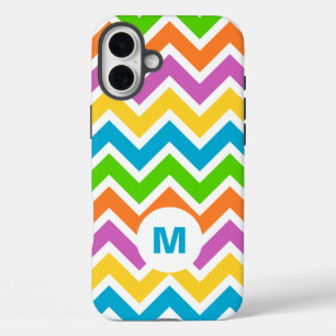 Helle Regenbogen-Chevron-Monogramm iPhone 16 Plus Hülle