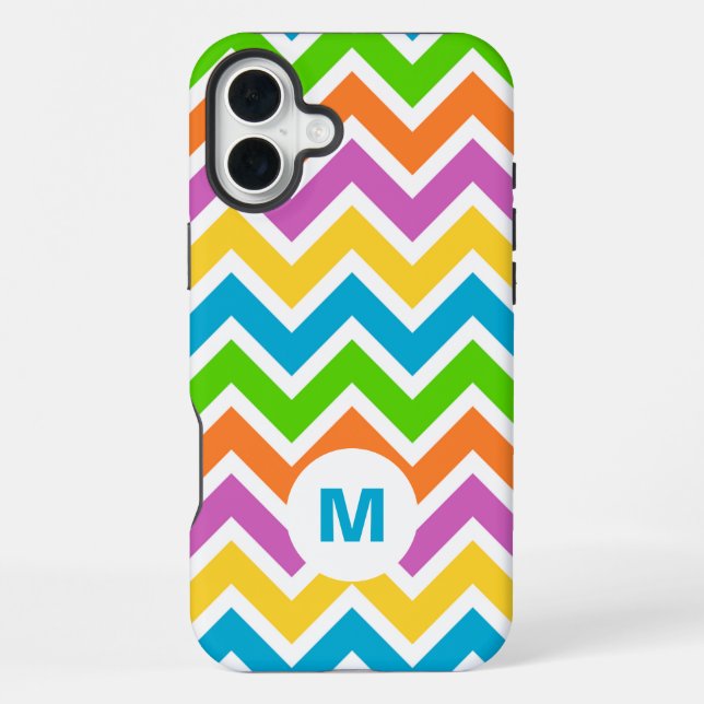 Helle Regenbogen-Chevron-Monogramm iPhone Hülle (Rückseite)