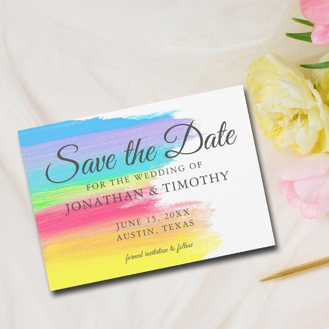 Helle Regenbogen fröhlich Moderne Save The Date (Von Creator hochgeladen)